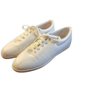 Vintage Keds White Leather Lace Up Sneakers Shoes Sz 9.5